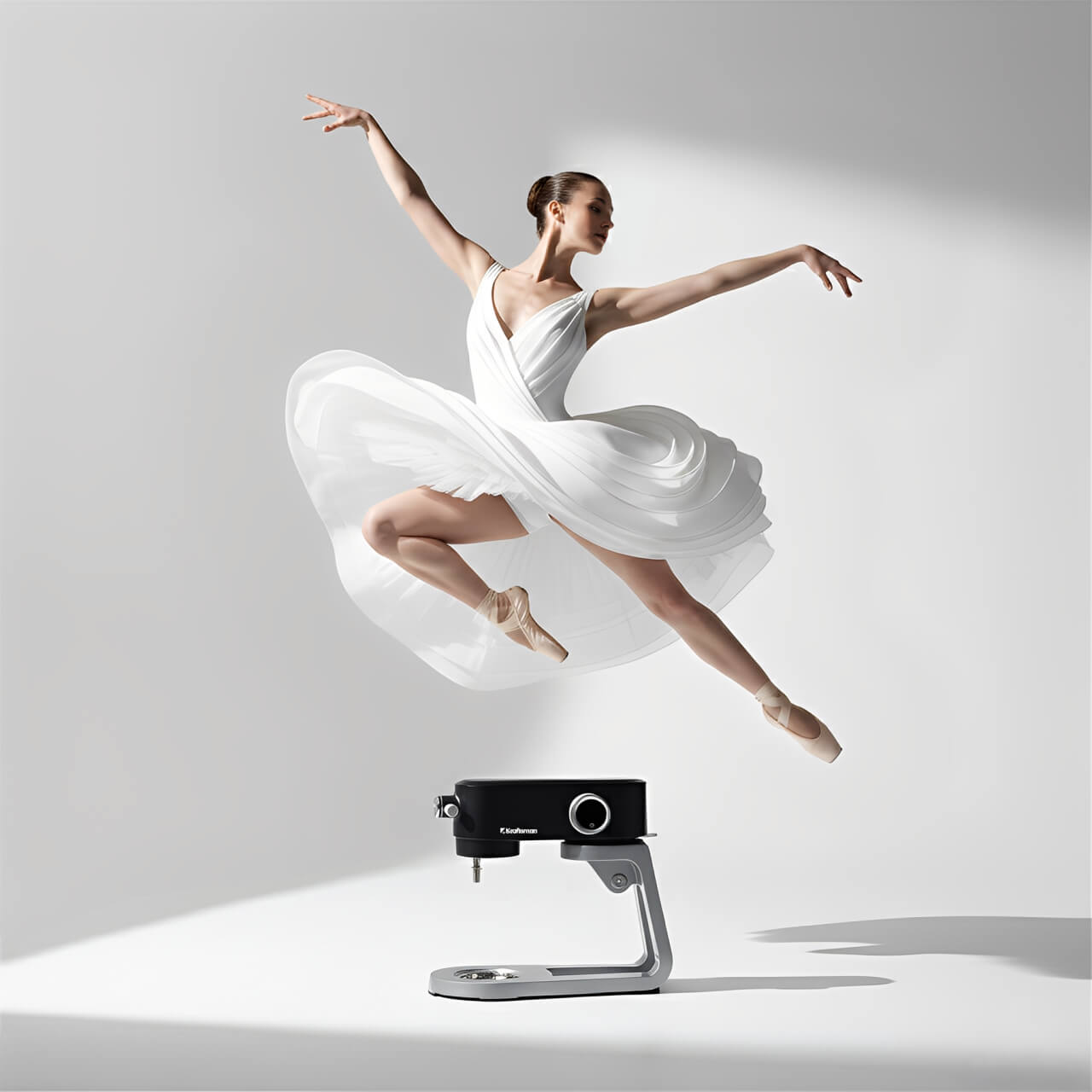 A sleek, modern stand mixer on a kitchen counter.