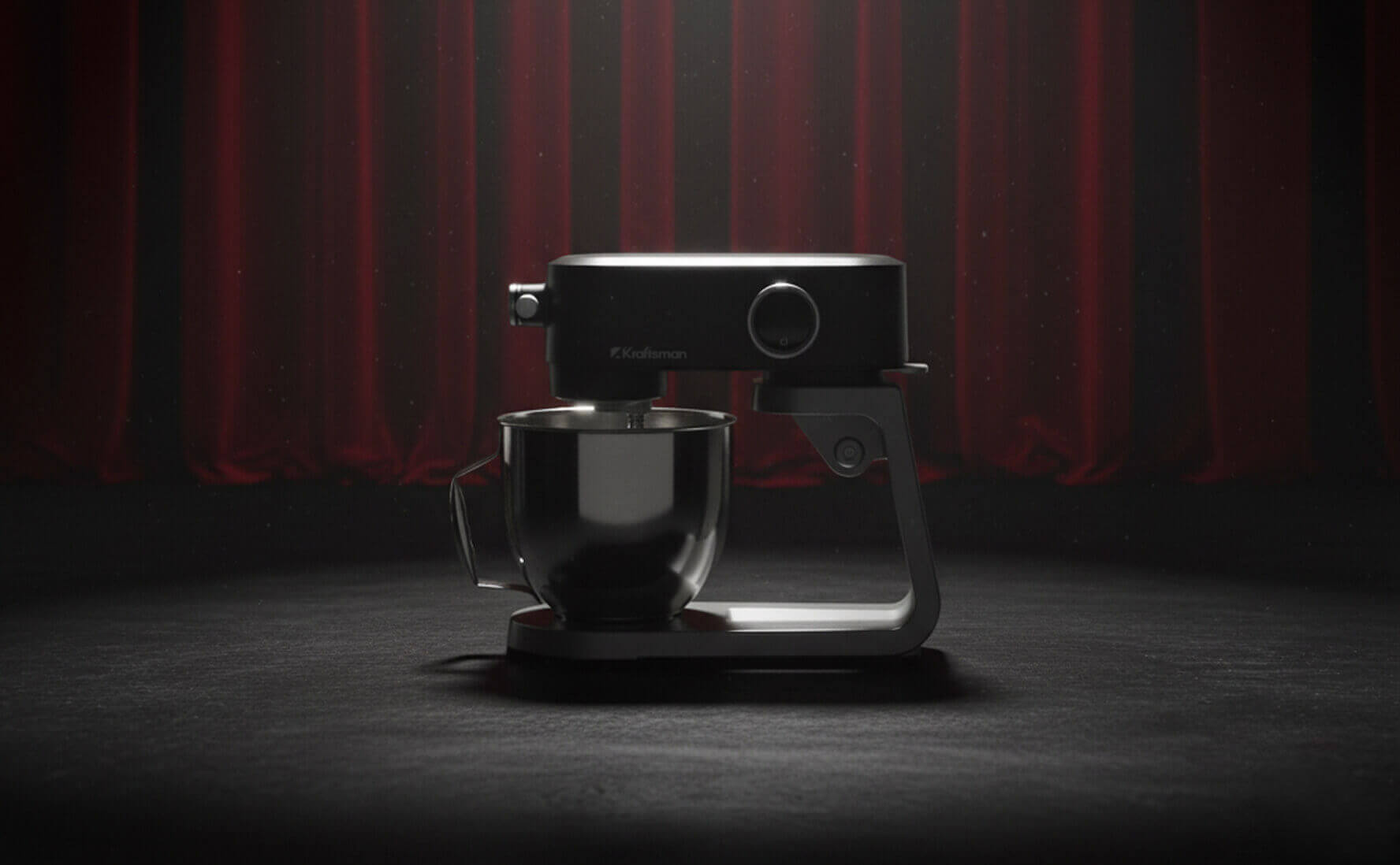 Close-up of the stand mixer highlighting its design.