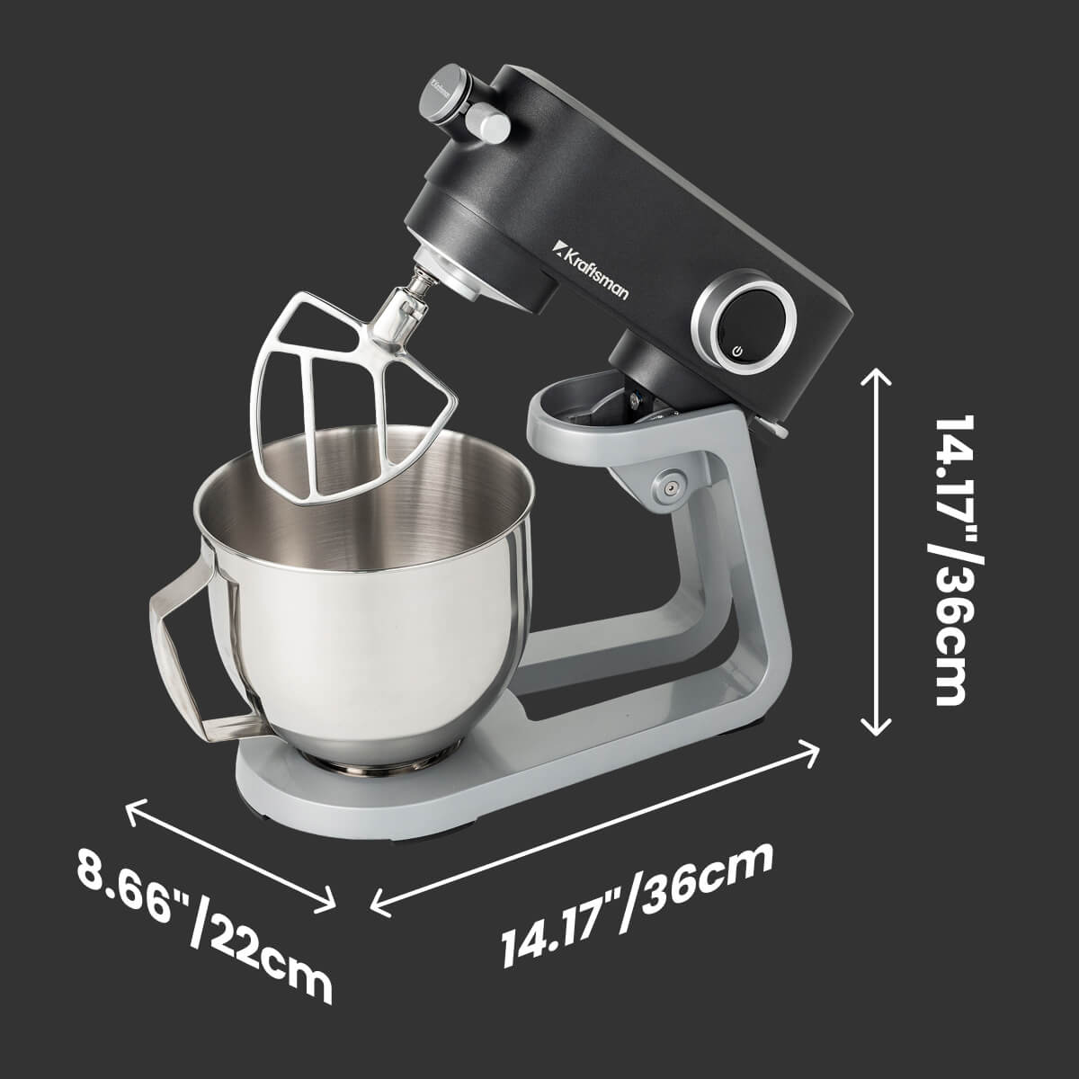 Dimensions of the Kraftsman K8 Mixer